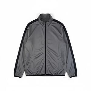 PBX Pro Mens Full Zip Athletic Track Jacket Color Block Gray Black L Blokecore